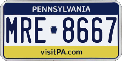 PA license plate MRE8667