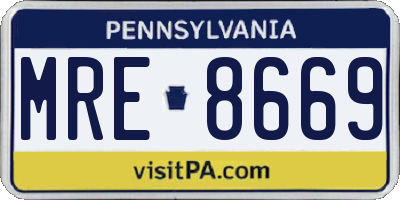 PA license plate MRE8669