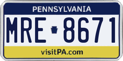 PA license plate MRE8671