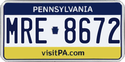 PA license plate MRE8672