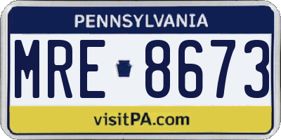 PA license plate MRE8673