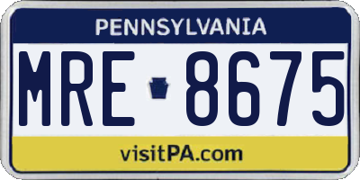 PA license plate MRE8675