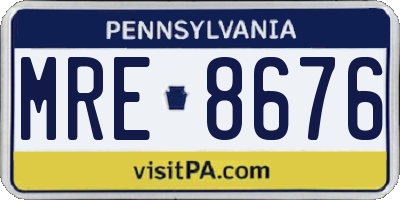 PA license plate MRE8676