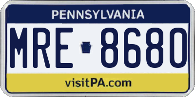 PA license plate MRE8680