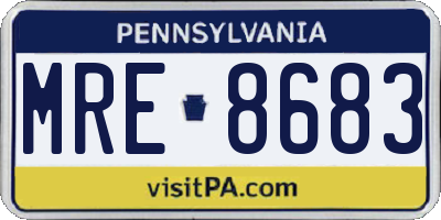 PA license plate MRE8683
