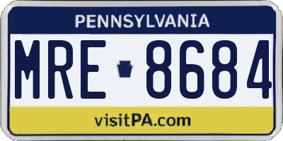 PA license plate MRE8684