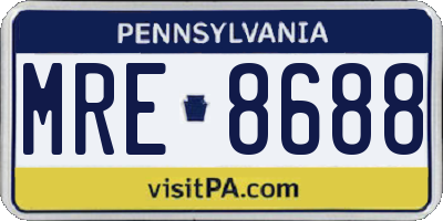 PA license plate MRE8688