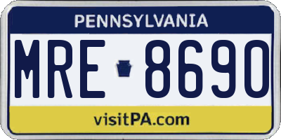 PA license plate MRE8690