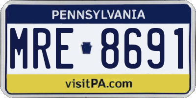 PA license plate MRE8691