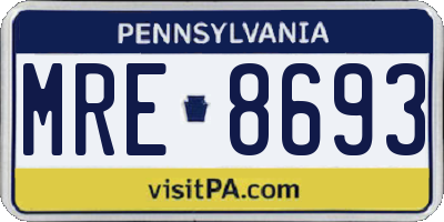 PA license plate MRE8693