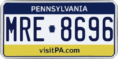 PA license plate MRE8696