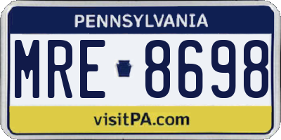 PA license plate MRE8698