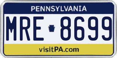 PA license plate MRE8699