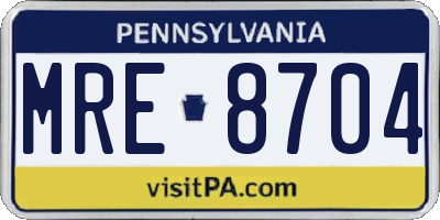 PA license plate MRE8704