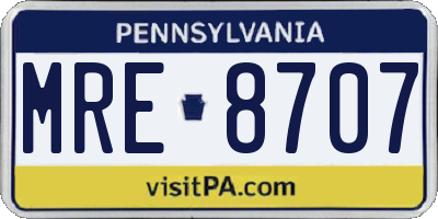 PA license plate MRE8707