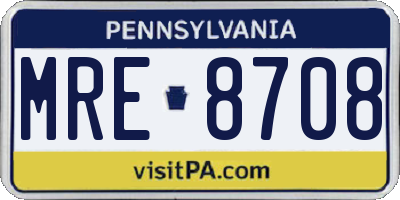 PA license plate MRE8708