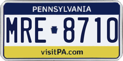 PA license plate MRE8710