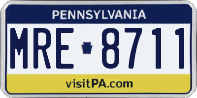 PA license plate MRE8711
