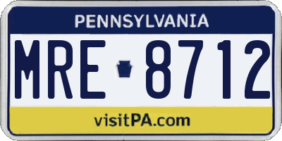 PA license plate MRE8712