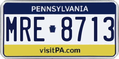 PA license plate MRE8713