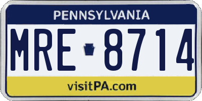 PA license plate MRE8714