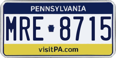 PA license plate MRE8715