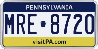 PA license plate MRE8720