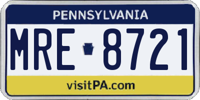 PA license plate MRE8721