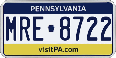 PA license plate MRE8722