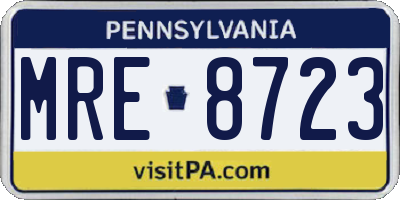 PA license plate MRE8723