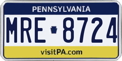 PA license plate MRE8724