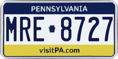 PA license plate MRE8727