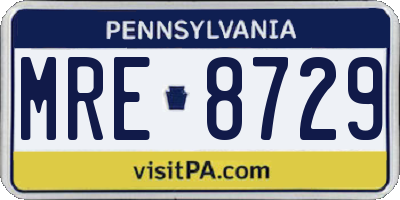 PA license plate MRE8729