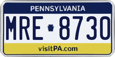 PA license plate MRE8730