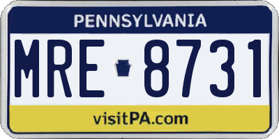 PA license plate MRE8731