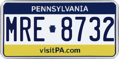 PA license plate MRE8732