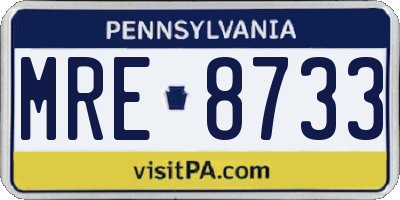 PA license plate MRE8733