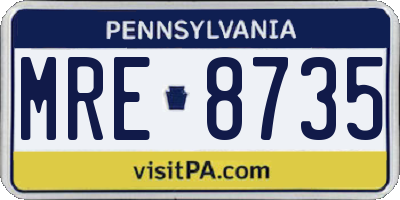 PA license plate MRE8735