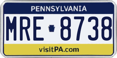 PA license plate MRE8738