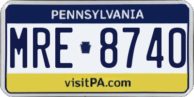 PA license plate MRE8740