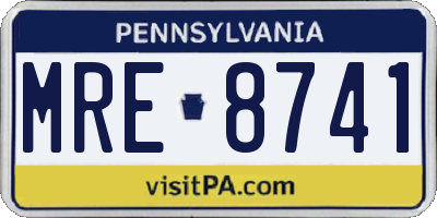 PA license plate MRE8741