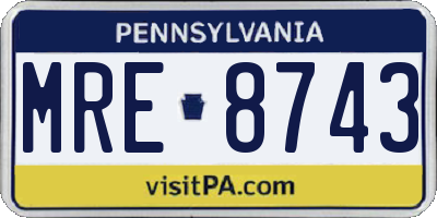 PA license plate MRE8743