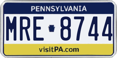 PA license plate MRE8744