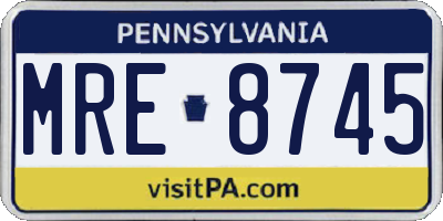 PA license plate MRE8745