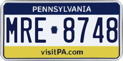 PA license plate MRE8748