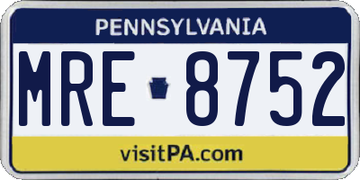 PA license plate MRE8752