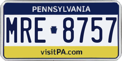 PA license plate MRE8757