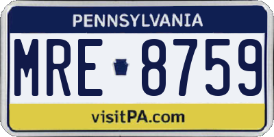 PA license plate MRE8759