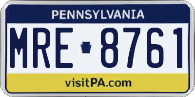 PA license plate MRE8761