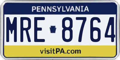 PA license plate MRE8764